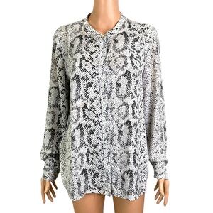 J.Crew Women Snake Animal Print Long Sleeve Front Button Top Size Medium